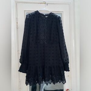 Black Lace Long Sleeve Dress
